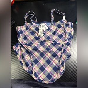 PINK Victoria's Secret Blue and Pink Plaid Micro Corset Top